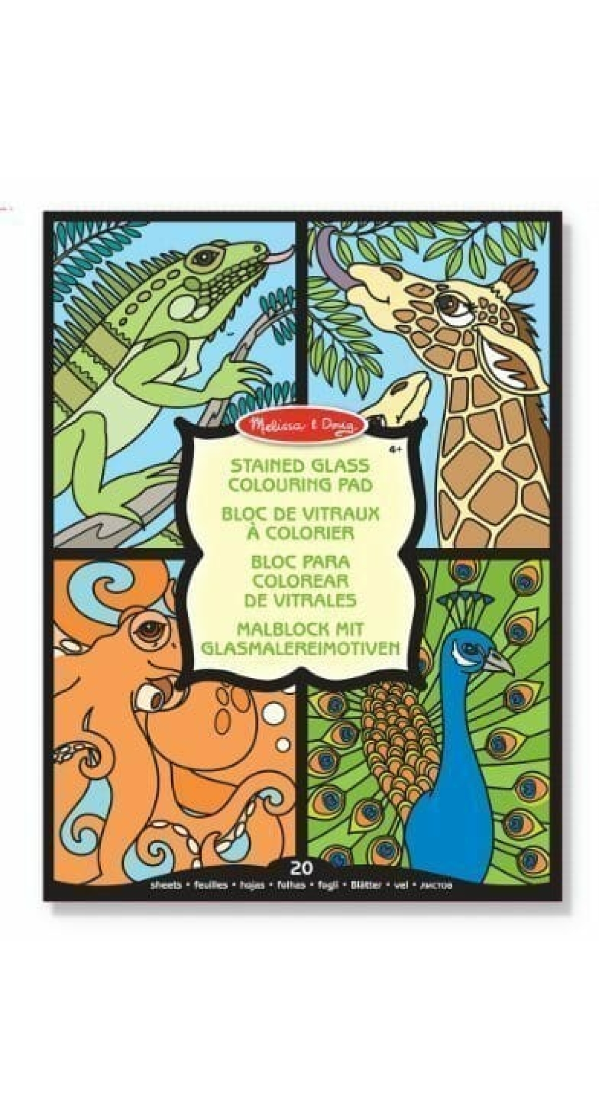 Melissa & Doug Animals Stained Glass Colouring Pad 9" x 12" - 20 Pages