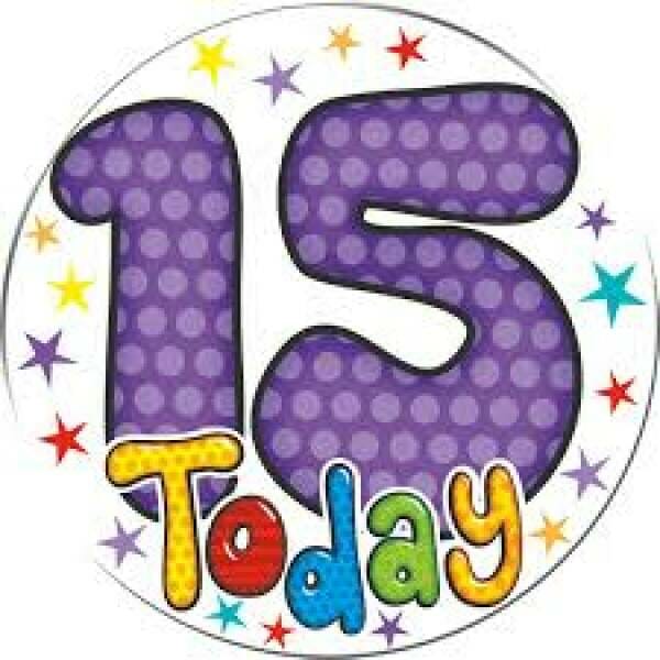 Jumbo Badge - 15 Today (TEF) Purple - 15cm