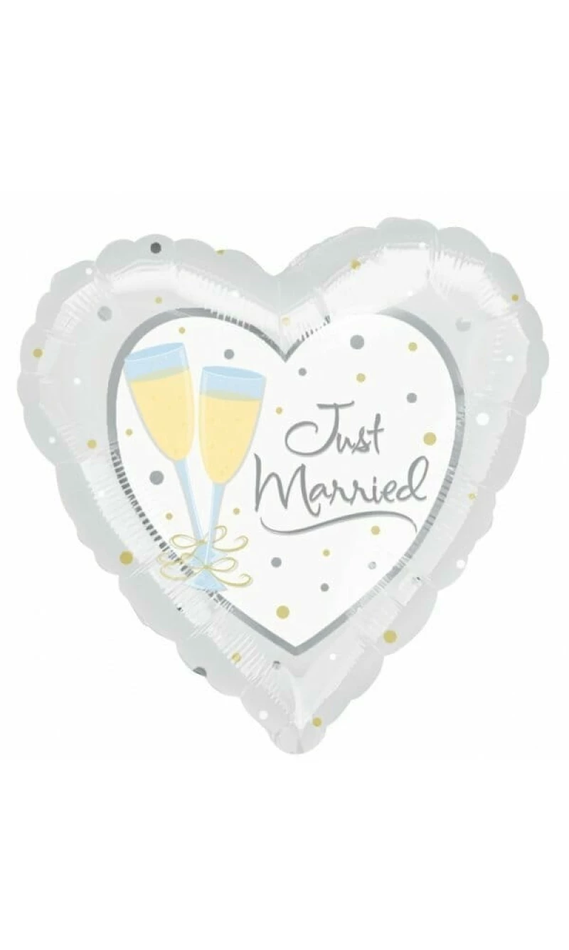 Just Married Heart Foil Balloon 17''