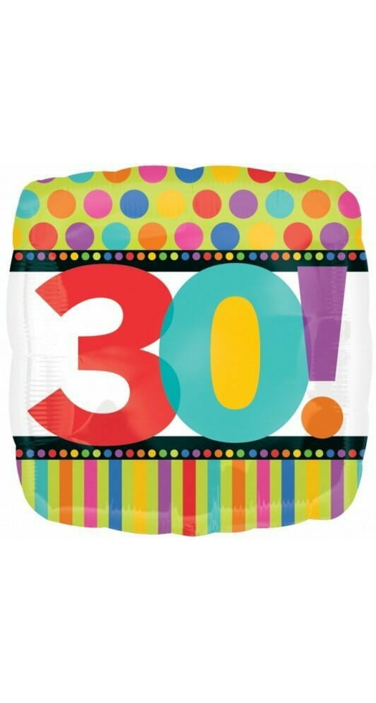Birthday No.30 Dots & Stripes 18'' Foil Balloon (43cm)