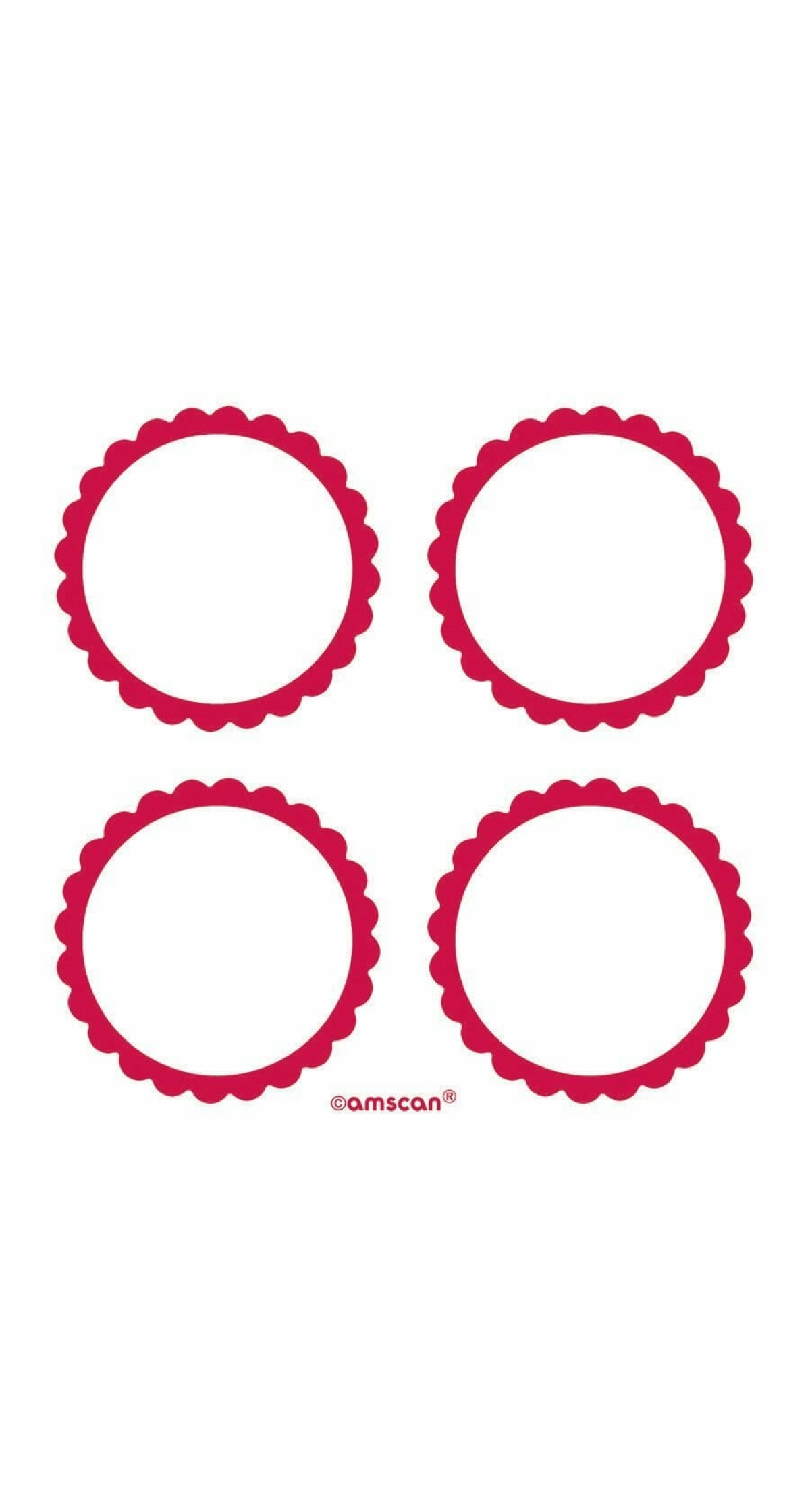 Apple Red Candy Buffet Scalloped Labels 5cm – 20pk
