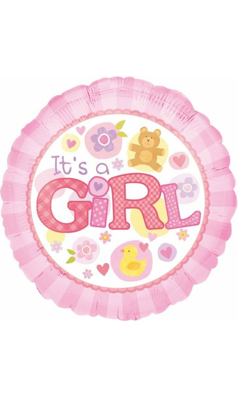 It's a Girl Pink Round Foil Balloon 17"
