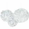 White Paper Fluffy Decorations with Snowflake Prints 40.6cm - 3pk
