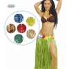 Hawaiian Yellow Hula Skirt With Flowers 75cm Long - Adult One Size
