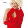 Creased Red Long Gloves 45cm - One Size