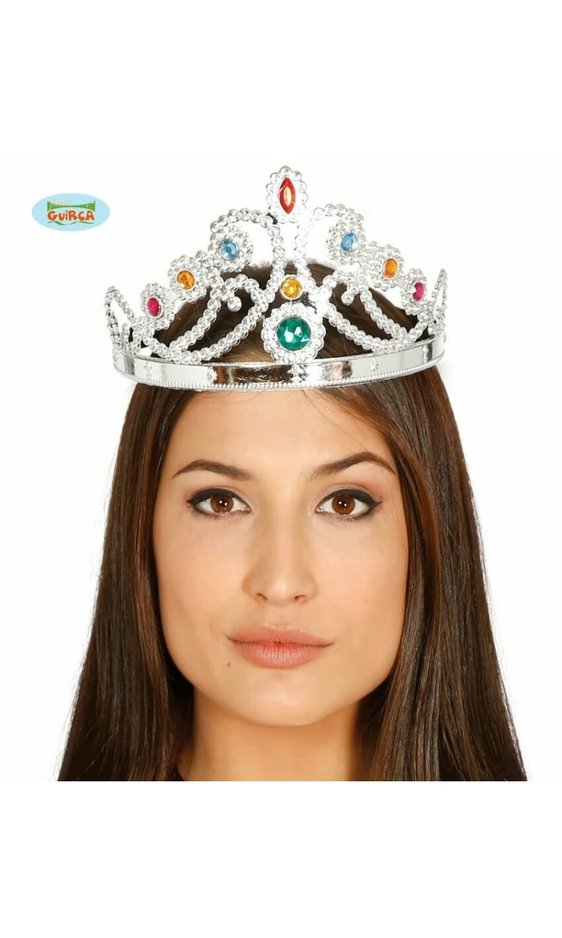 Silver Queen's Tiara with Multicolor Gems