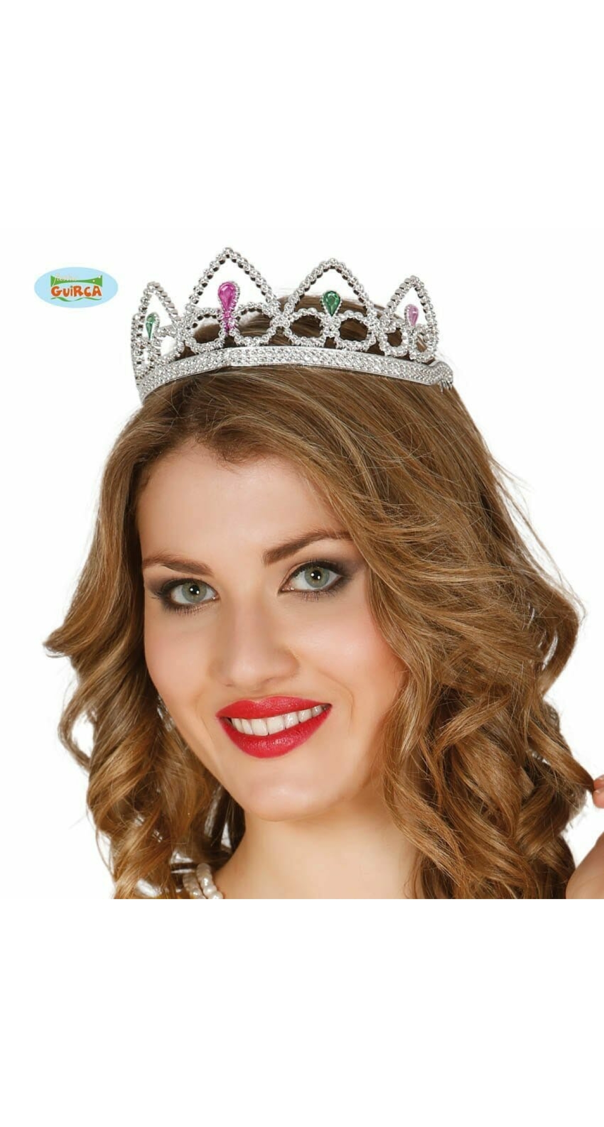 Silver Tiara with Green & Purple Gems