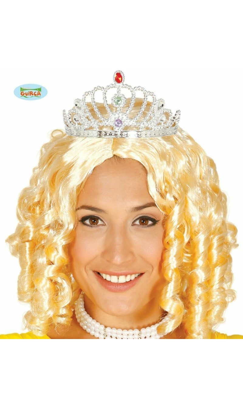 Silver Tiara with Purple, Red & Green Gems