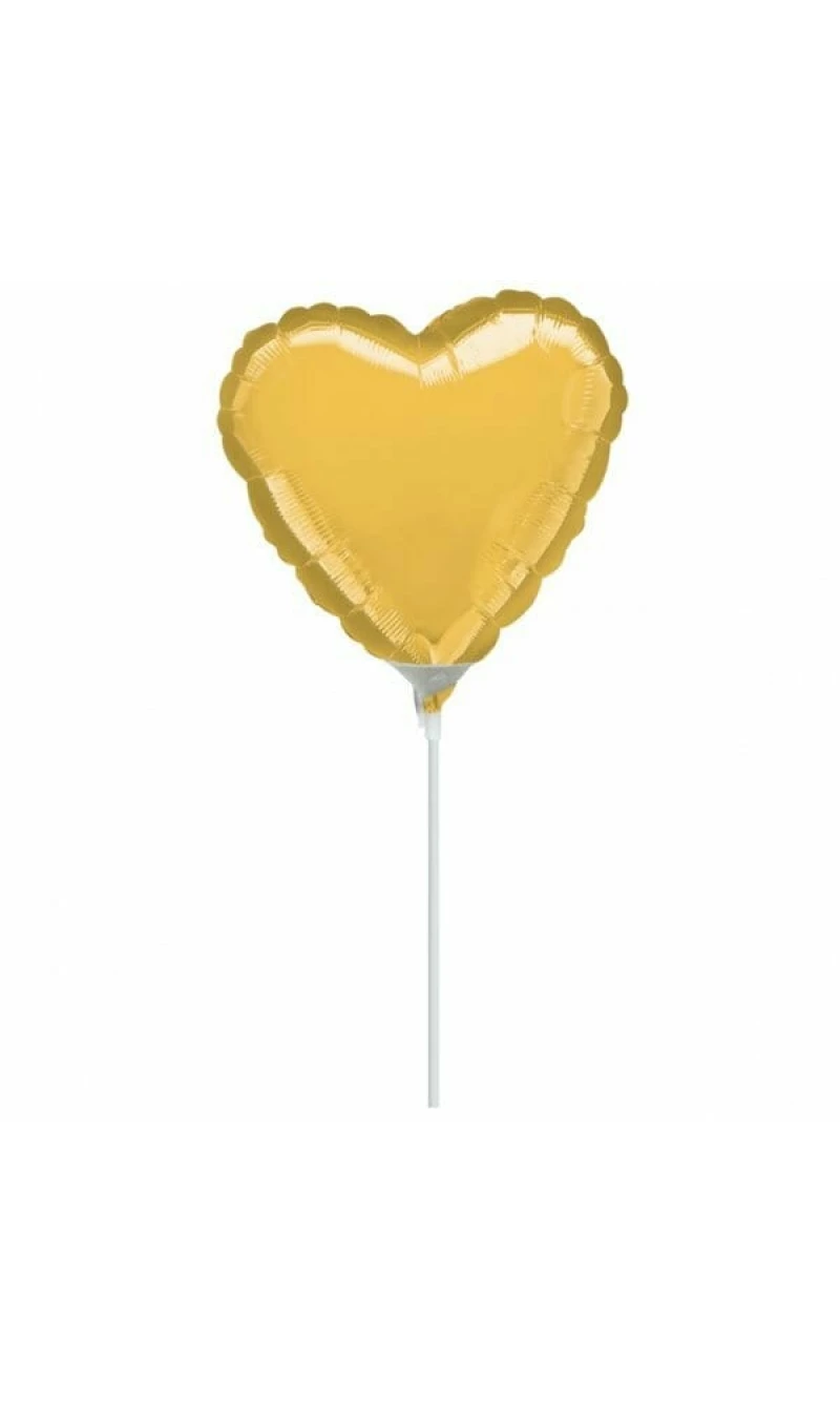 Metallic Gold Heart Foil Balloon 9" (23cm)