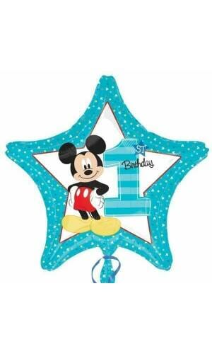 Standard "Mickey 1st Birthday" Foil Balloon Star - 43cm