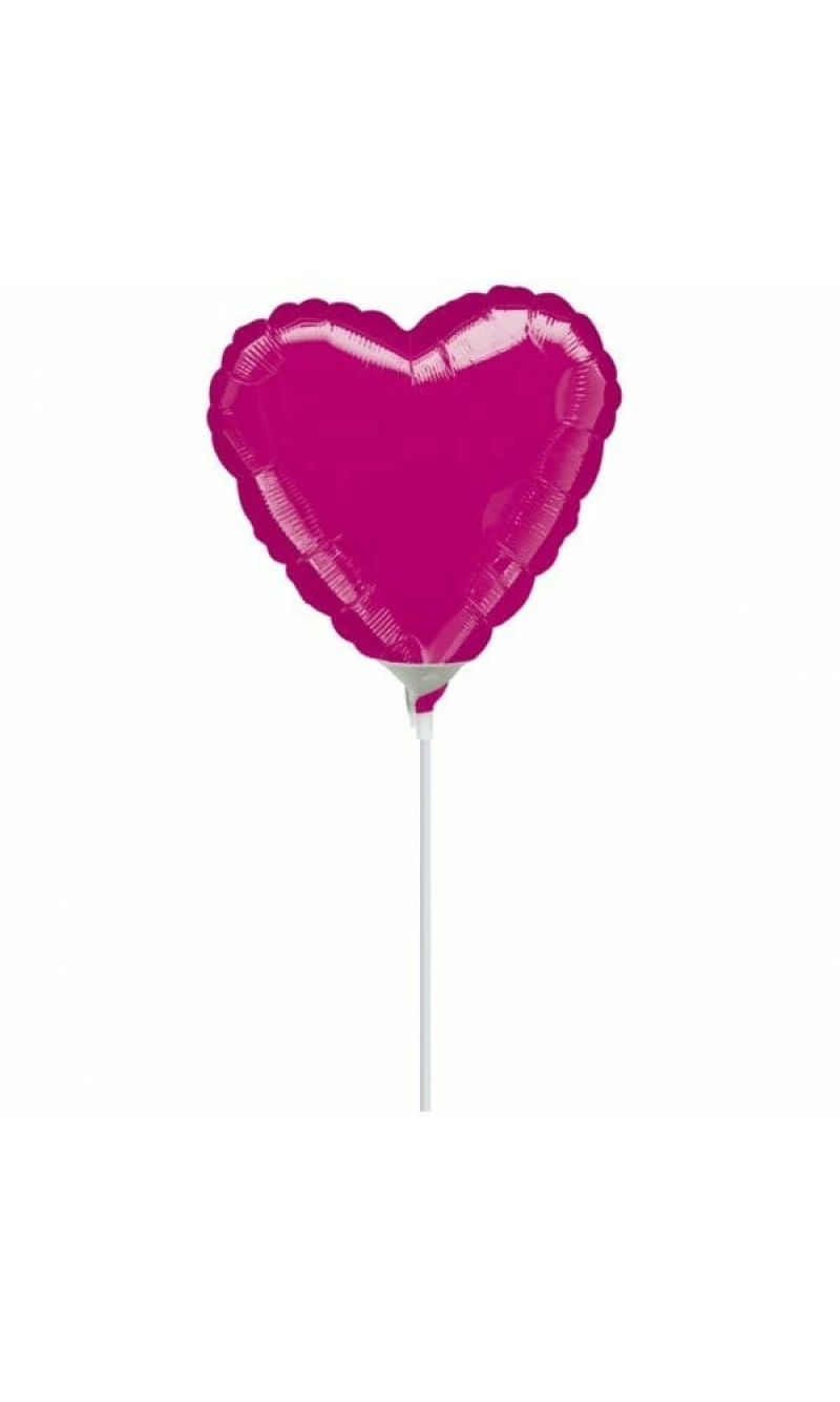 Metallic Fuchsia Heart Foil Balloon 4" (10cm)