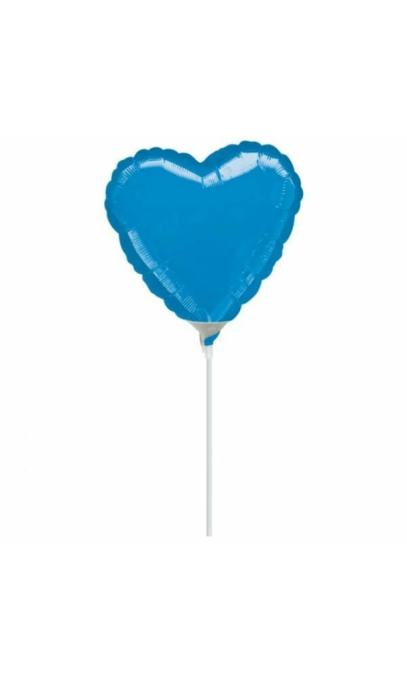 Metallic Blue Heart Foil Balloon 4" (10cm)