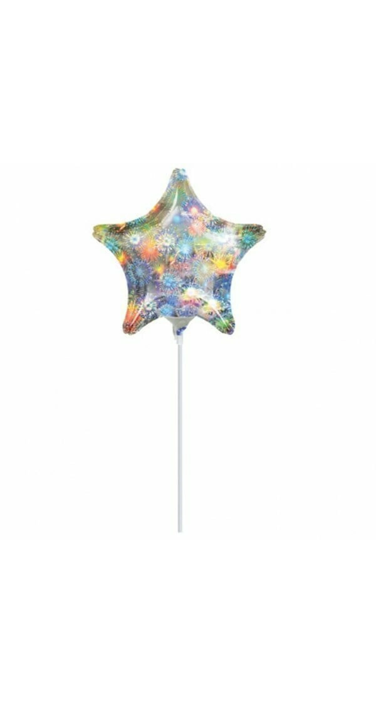Holographic Fireworks Star Mini Foil Balloon 4" (10cm)