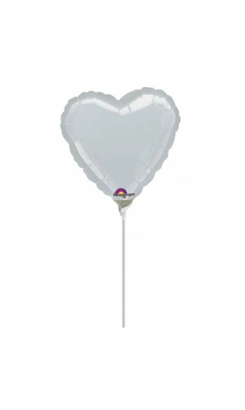 Metallic Silver Heart Foil Balloon 4" (10cm)