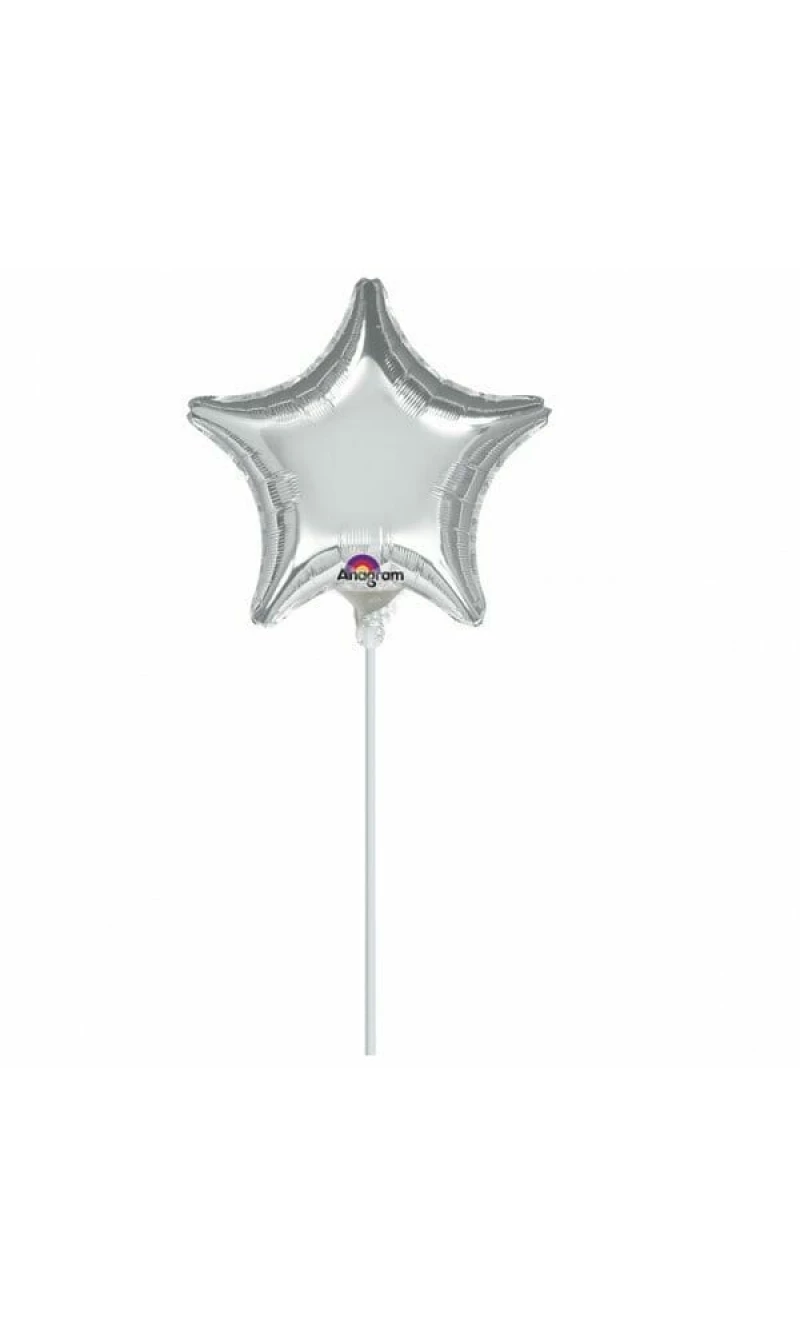 Metallic Silver Star Mini Foil Balloon 4" (10cm)