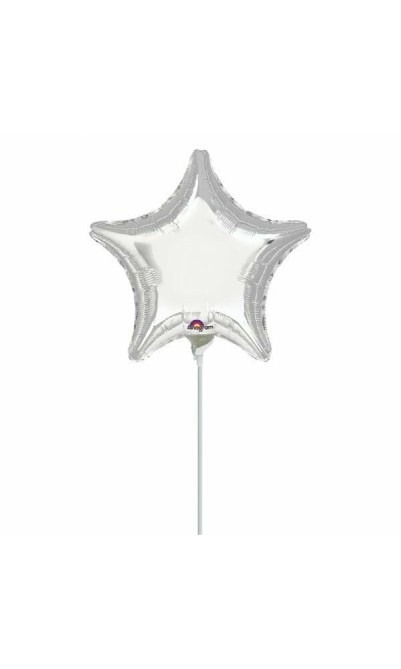 Metallic Silver Star Foil Balloons 9" (23cm)