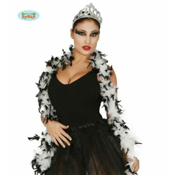 Boa With Black & White Feather (40 Grams) - 1.80m
