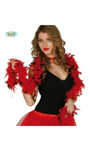 Boa With Black & Red Feather (40 Grams) - 1.80m