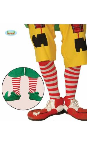 Red & White Elf / Clown Socks - Adult One Size