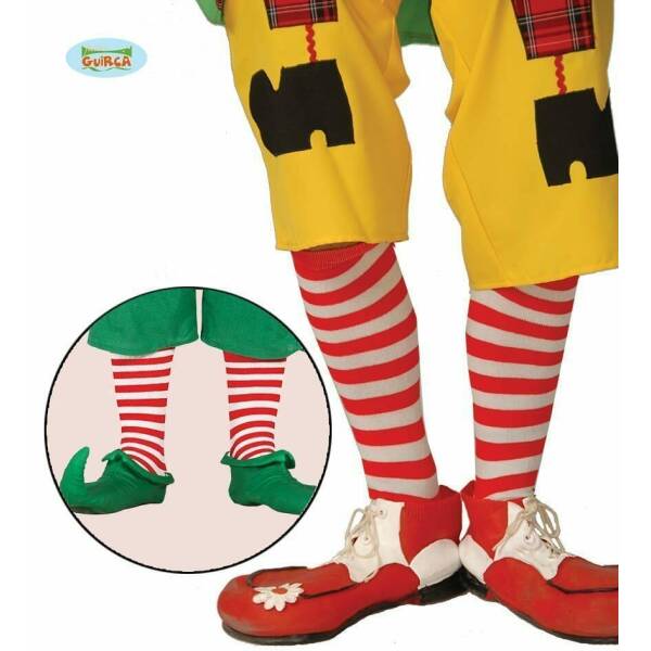 Red & White Elf / Clown Socks - Adult One Size