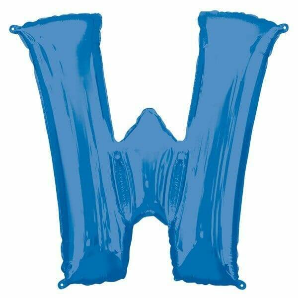 Blue Letter " W " Foil Balloon 34''