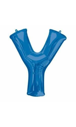 Blue Letter " Y " Foil Balloon 34''