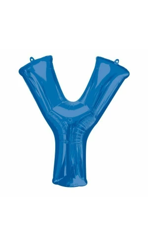 Blue Letter " Y " Foil Balloon 34''