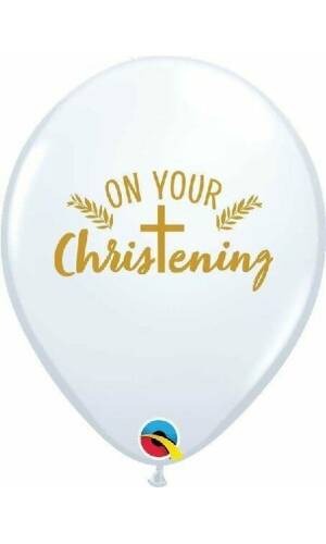 On Your Christening Cross Latex Balloon - 11 Inch