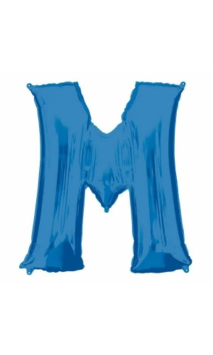 Blue Letter " M " Foil Balloon 34''