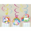 Unicorn Hanging Swirls Decorations 80cm Height - 6pk