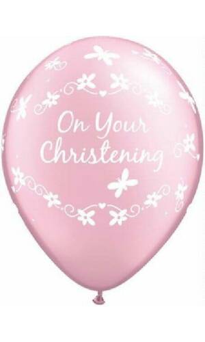 On Your Christening Pink Latex Balloon - 11 Inch
