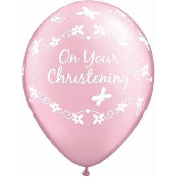On Your Christening Pink Latex Balloon - 11 Inch