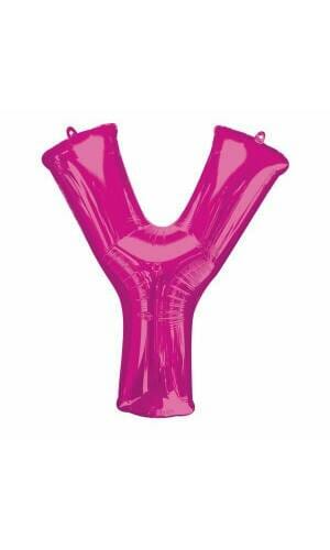 Pink Letter " Y " Foil Balloon 34''