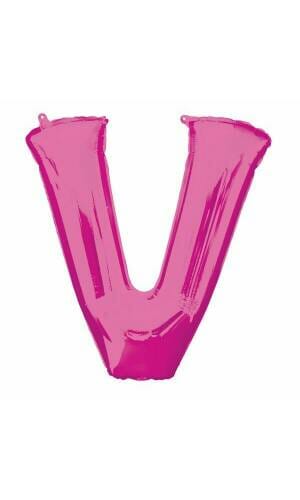 Pink Letter "V" Foil Balloon 34''
