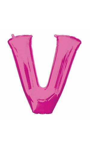 Pink Letter "V" Foil Balloon 34''