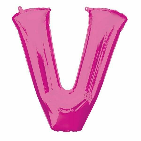 Pink Letter "V" Foil Balloon 34''
