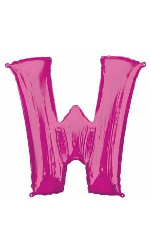 Pink Letter " W " Foil Balloon 34''