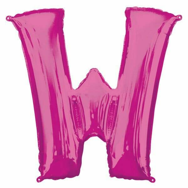 Pink Letter " W " Foil Balloon 34''