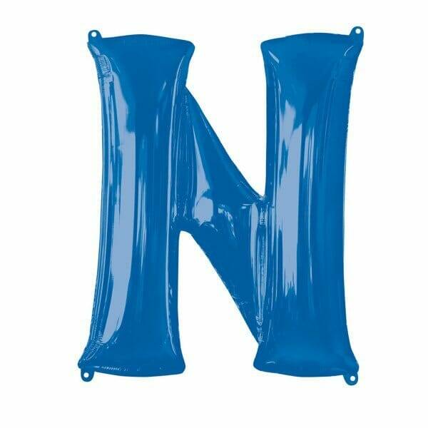 Blue Letter " N " Foil Balloon 34''