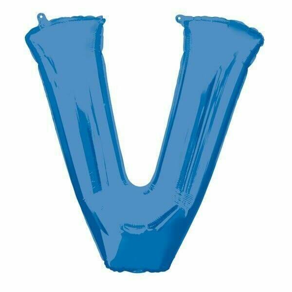 Blue Letter " V " Foil Balloon 34''