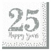Silver 25th Anniversary Napkins 2 Ply 32.7cm x 32.7cm - 16pk