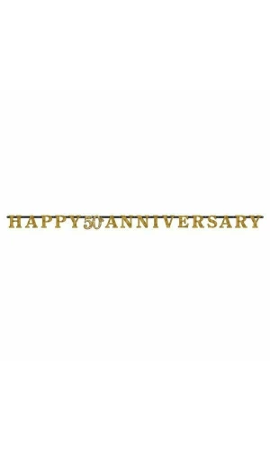 Gold 50th  Anniversary Letter Banner-1pk