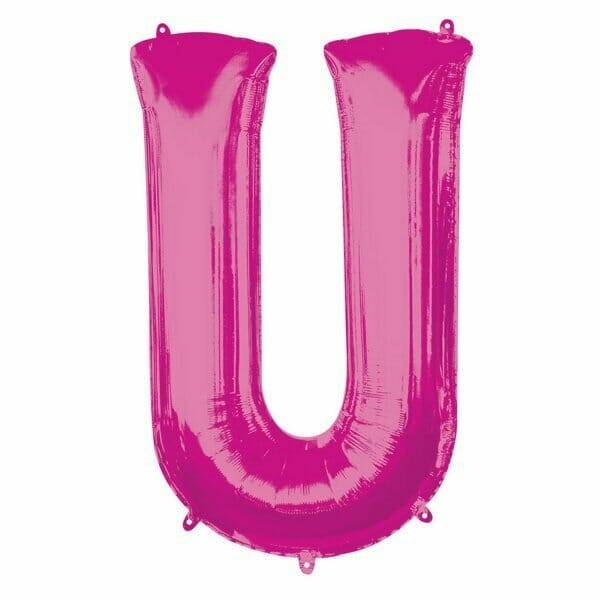 Pink Letter "U" Foil Balloon 34''