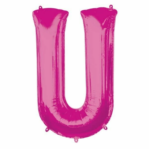 Pink Letter "U" Foil Balloon 34''