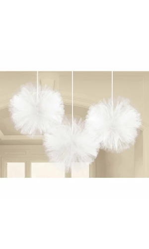 Fluffy Decorations Decorations White Tulle (30.4cm) - 3pk