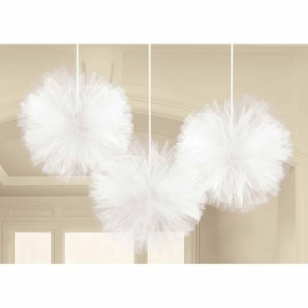 Fluffy Decorations Decorations White Tulle (30.4cm) - 3pk