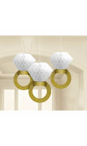 Honeycomb Ring Hanging Decorations 30.4cm - 3pk