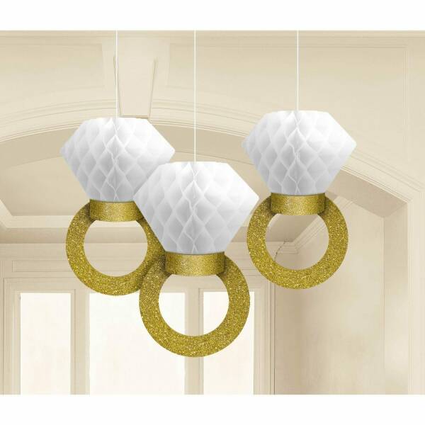 Honeycomb Ring Hanging Decorations 30.4cm - 3pk