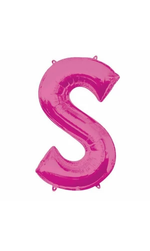 Pink Letter "S" Foil Balloon 34''