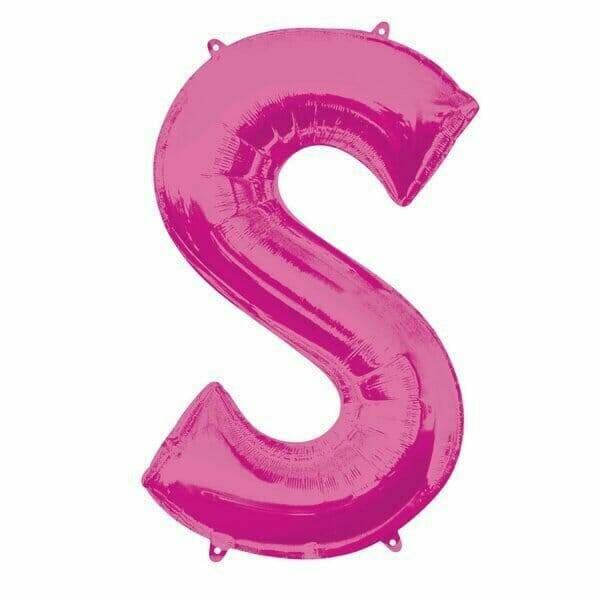 Pink Letter "S" Foil Balloon 34''